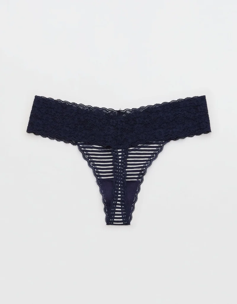 Aerie  Aerie Superchill Vintage Lace Cotton Thong Underwear for Women | Best Price UAE