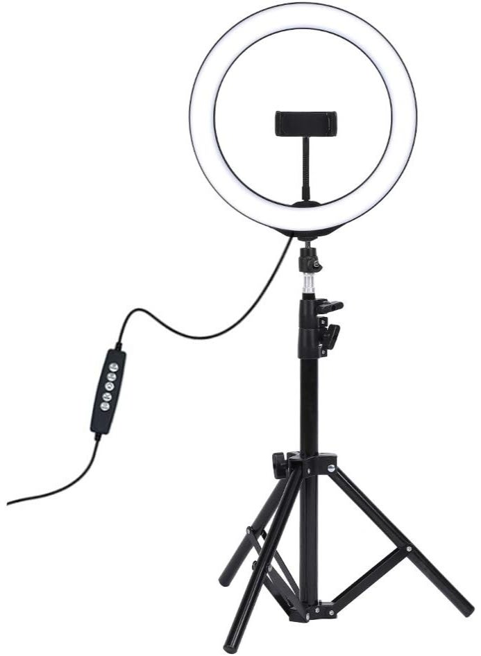LED Ring Light, Portable Metal Photography LED Ring Fill Light with Tripod, Dimmable LED Lighting for Indoor Fill Light, Portrait, Fashion, Advertising Photography, USB - Image 2