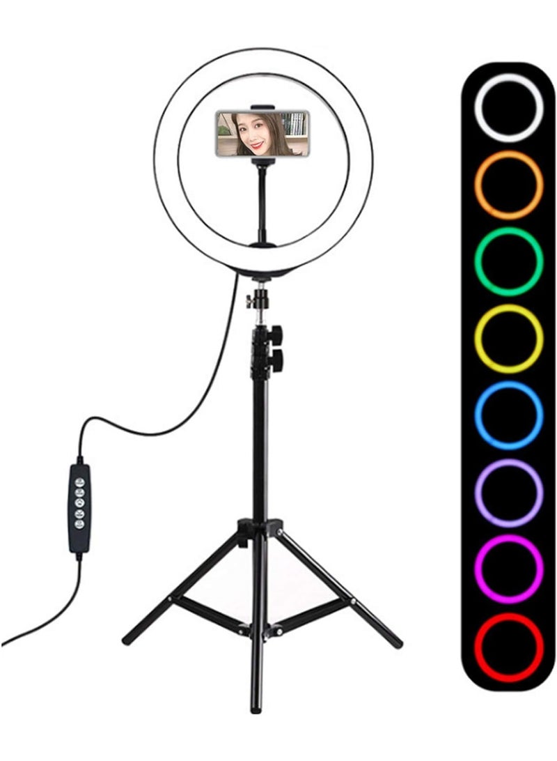 LED Ring Light, Portable Metal Photography LED Ring Fill Light with Tripod, Dimmable LED Lighting for Indoor Fill Light, Portrait, Fashion, Advertising Photography, USB - Image 1