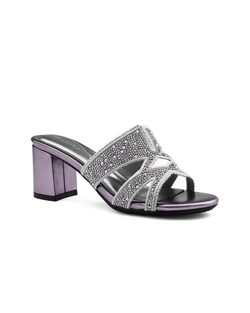 Womens embellished classic slip-on heeled sandals