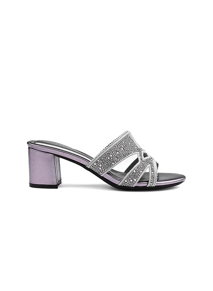 كابلي صنادل نسائية كلاسيكية بكعب سهل الارتداء ومزينة