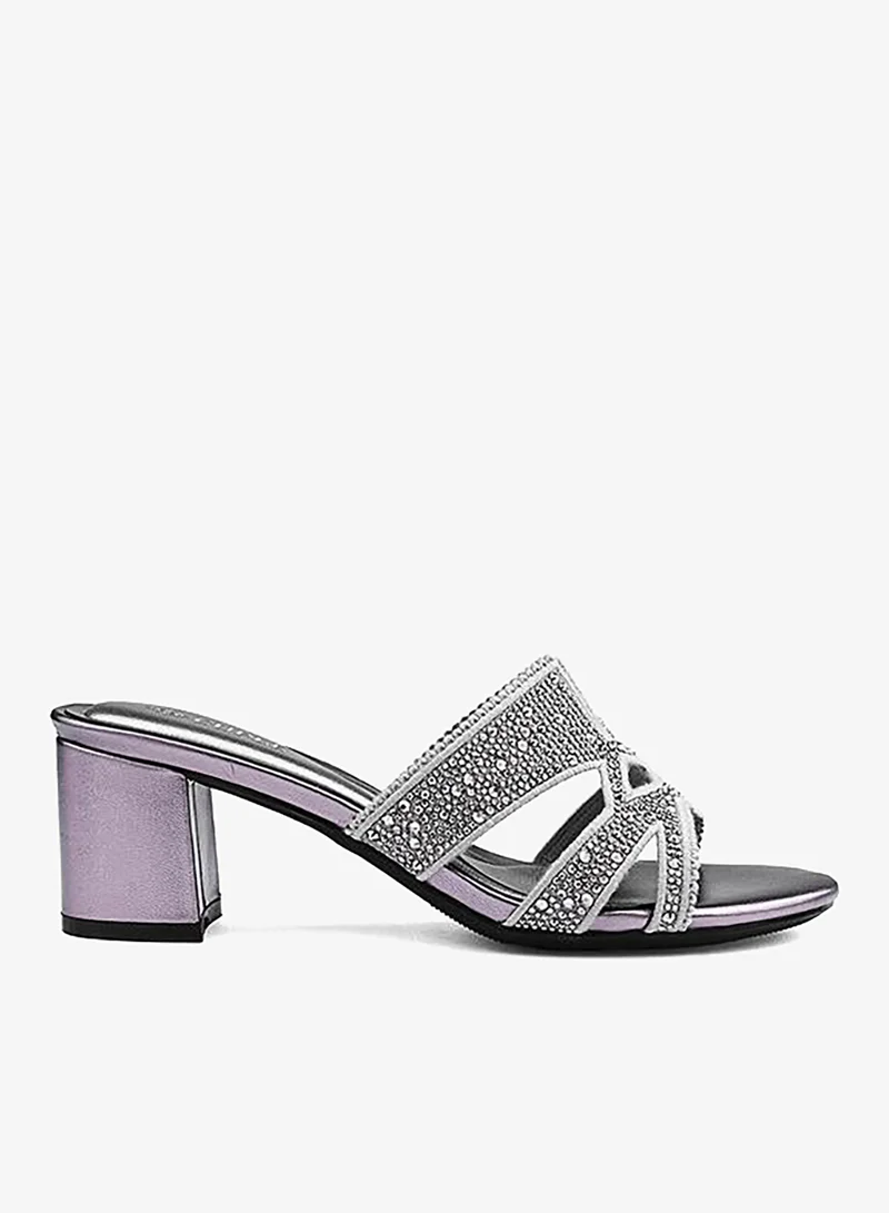 كابلي صنادل نسائية كلاسيكية بكعب سهل الارتداء ومزينة