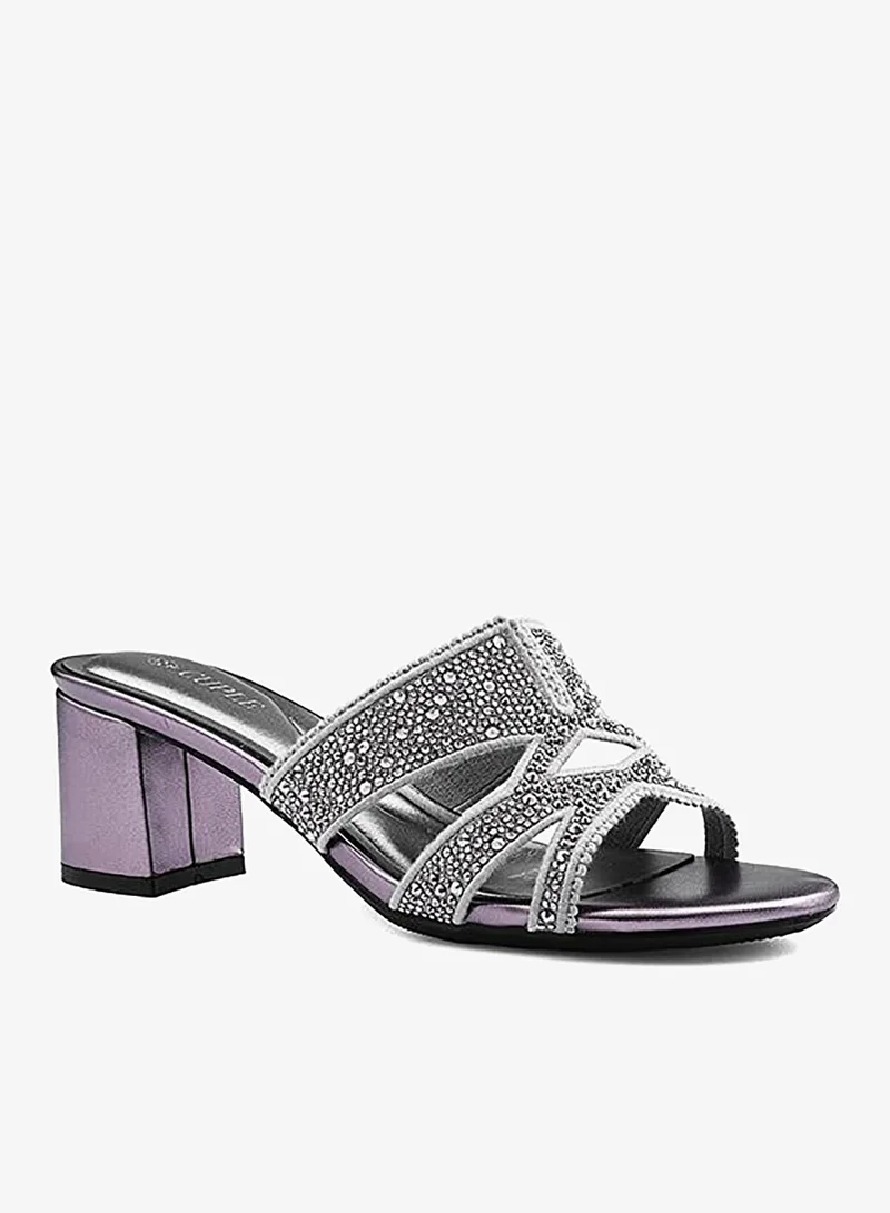 Cuple Womens embellished classic slip-on heeled sandals