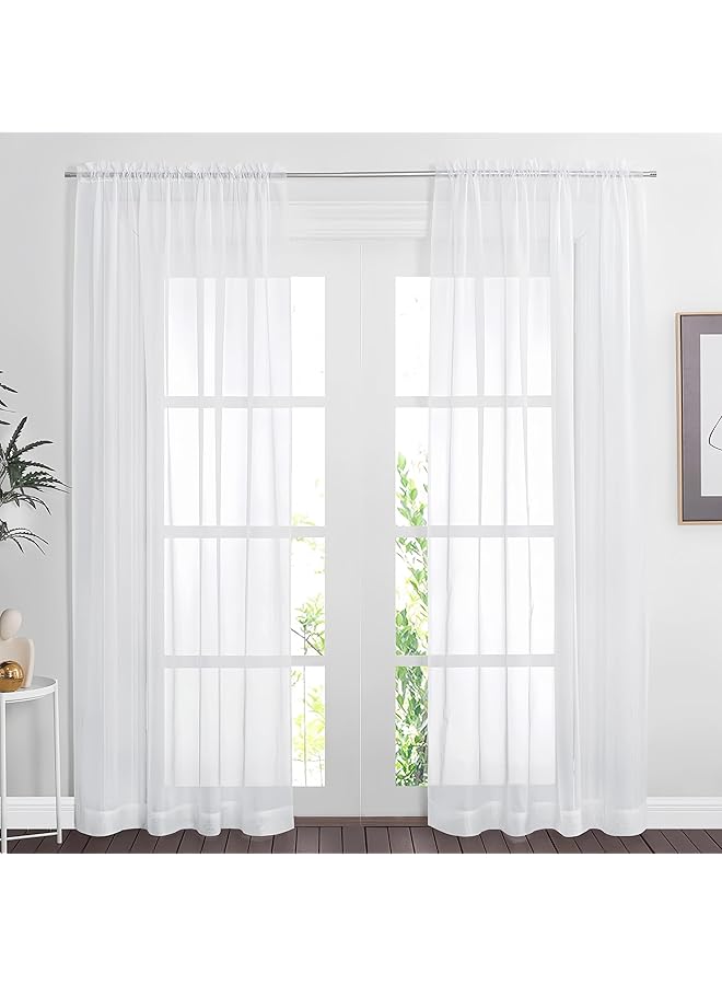 erorex 2 Pcs Window Sheer Curtains Long Panels Sheer Curtains With Ring Top Elegant Drapes Sheer Curtain Clear Transparent Basic Rod Pocket Panel Decor For Bedroom Living Room Yard Kitchen - Image 1
