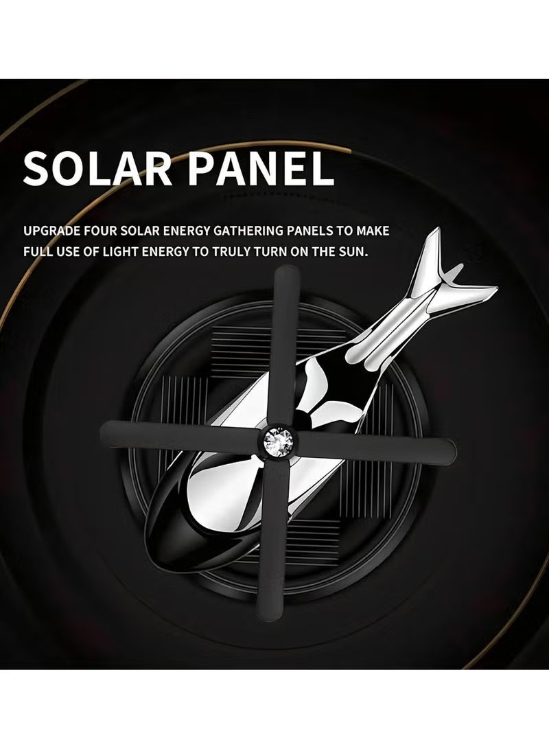 SENOROVA Car Air Freshener Helicopter Solar Powered Rotating Car Perfume Diffuser, Aviation Alloy Aromatherapy Fragrance Freshener for Car Dashboard, Home & Office Decoration, Silver - Image 2