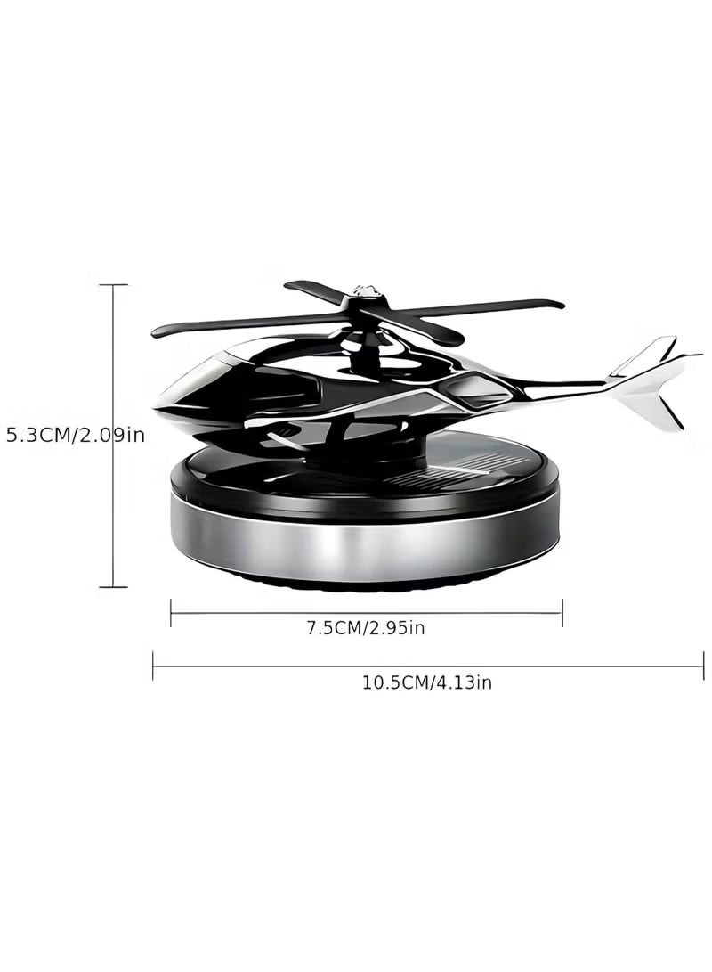 SENOROVA Car Air Freshener Helicopter Solar Powered Rotating Car Perfume Diffuser, Aviation Alloy Aromatherapy Fragrance Freshener for Car Dashboard, Home & Office Decoration, Silver - Image 3