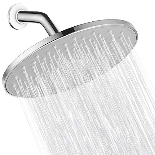 VMASSTONE Waterfall Showerhead VMASSTONE High Pressure Showerhead - Tool Free Installation- with Large Spray Surfaces and 200 Nozzles for Delicate and Unstimulate Shower Experience (EM-001 Chrome/Light Grey) - Image 1