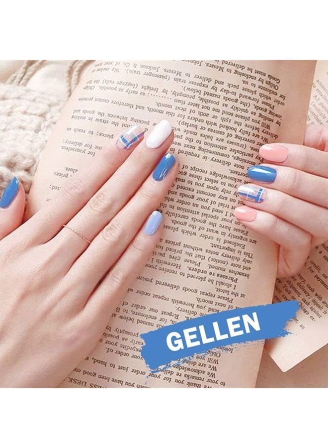 Gellen Gel Nail Polish Kit - Blue Peach Gel Colors Light Pink White Soak off Nail Art Design Gel Polish Set Salon/Home Gel UV LED Cured Manicure - Image 4