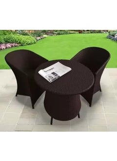 ANAND INDIA GROUPS ANAND INDIA GROUPS Patio Set Garden Patio Seating D15 Table and Chair Set Rattan Wicker Coffee Table Set Furniture with 1 Table and 2 Chairs for Indoor Outdoor Home Black21 