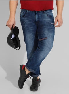 Instafab Plus Men's Classic Blue Dark-Washed Regular Fit Denim Jeans  - Image 1