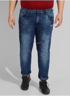 Instafab Plus Men's Classic Blue Dark-Washed Regular Fit Denim Jeans  - Image 2