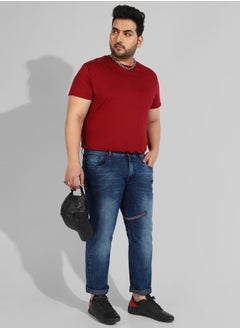 Instafab Plus Men's Classic Blue Dark-Washed Regular Fit Denim Jeans  - Image 5