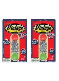 Ja-Ru Vintage Toys Metal Jacks Set (2 Pack) W/Two Bouncy Balls. Retro Classic Mini Jax Games Family. Bulk Party Favors, Pinata Filler, Birthday Stocking Stuffers. 950-2S  - Image 1