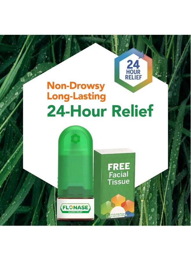 FLONASE Allergy Relief Nasal Spray, 24-Hour Non-Drowsy Multi-Symptom Relief – 144 Sprays, Bonus Pack of Tissues - Image 3