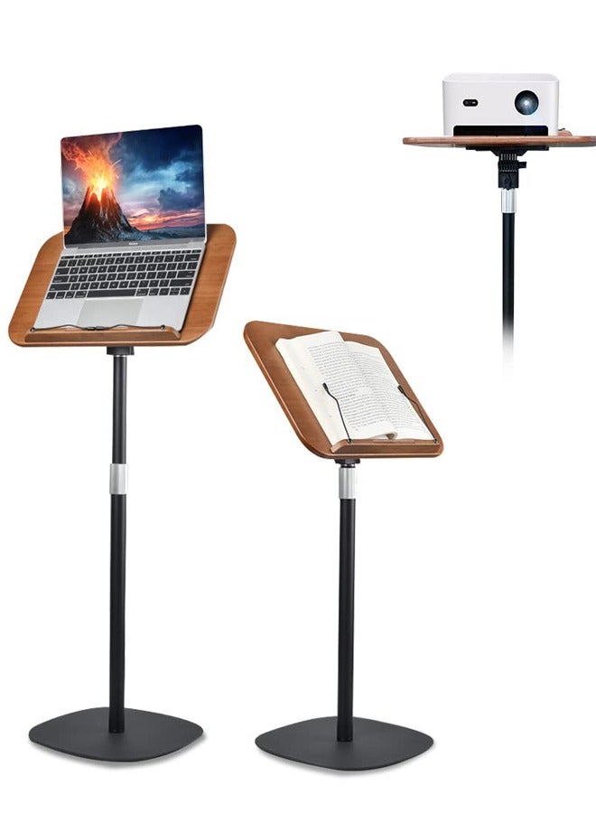 1.3m Retractable Quran Stand , Wooden Reading Stand Holder for Cooking/Cookbook/Koran and Recipe, 180° Adjustable Laptop and Tablet Stand - Image 1