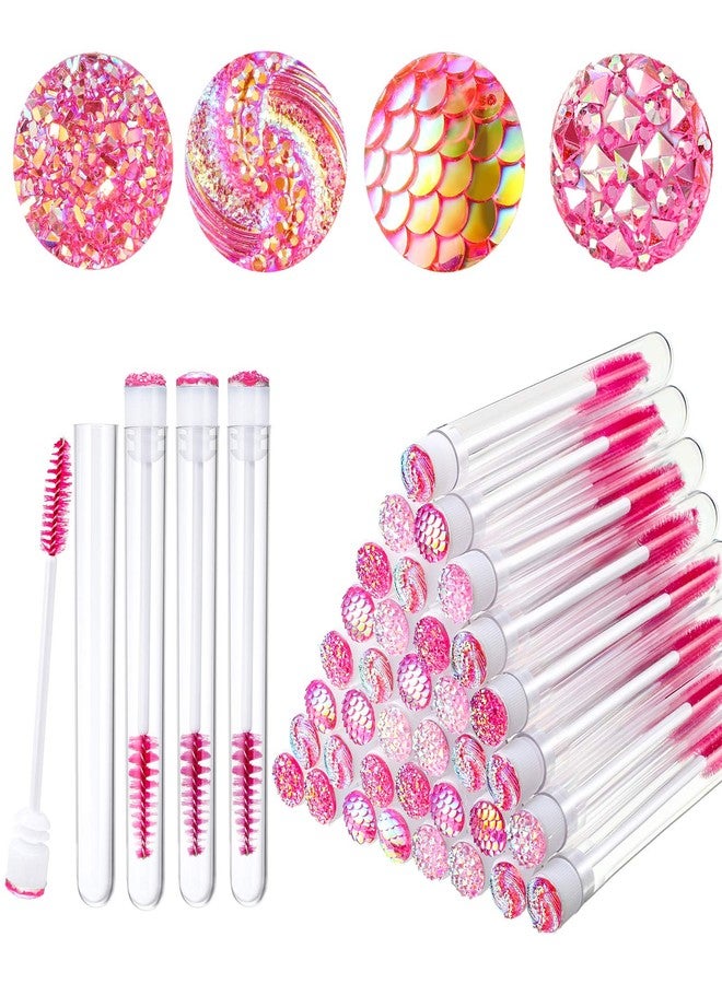 Maitys 80 Pieces Disposable Mascara Brushes Tubes Set, 40 Diamond Empty Mascara Wand Tube with 40 Eyelash Brush Spoolies Makeup Tool for Eyelash Extension(Pink) - Image 1