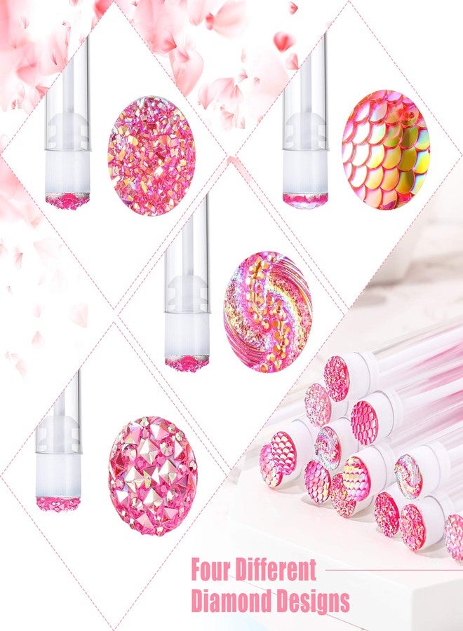 Maitys 80 Pieces Disposable Mascara Brushes Tubes Set, 40 Diamond Empty Mascara Wand Tube with 40 Eyelash Brush Spoolies Makeup Tool for Eyelash Extension(Pink) - Image 2