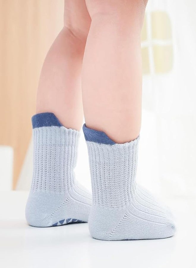 XuoAz 6 Pairs Toddler Boys Grips Socks Non Slip Kids Baby Girls Crew Cotton Socks with Grippers - Image 2