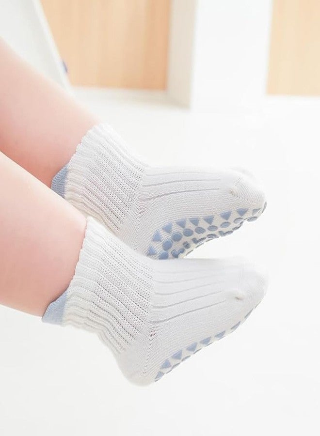 XuoAz 6 Pairs Toddler Boys Grips Socks Non Slip Kids Baby Girls Crew Cotton Socks with Grippers - Image 5