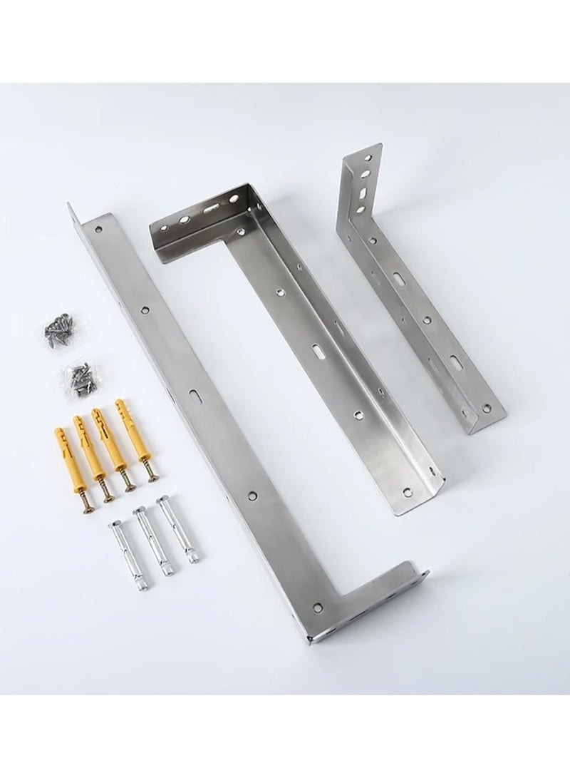 Rubik Shelf Brackets 17 inch - 2pcs Wall Mounted Heavy Duty Corner Brace Joint Right Angle L Shaped Bracket for DIY Table Bench Countertop - Silver  - Image 4