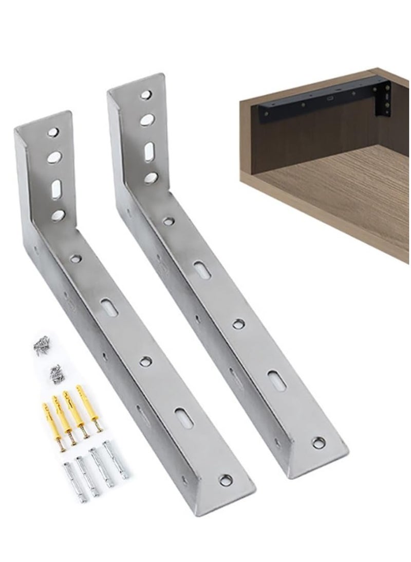 Rubik Shelf Brackets 17 inch - 2pcs Wall Mounted Heavy Duty Corner Brace Joint Right Angle L Shaped Bracket for DIY Table Bench Countertop - Silver  - Image 1