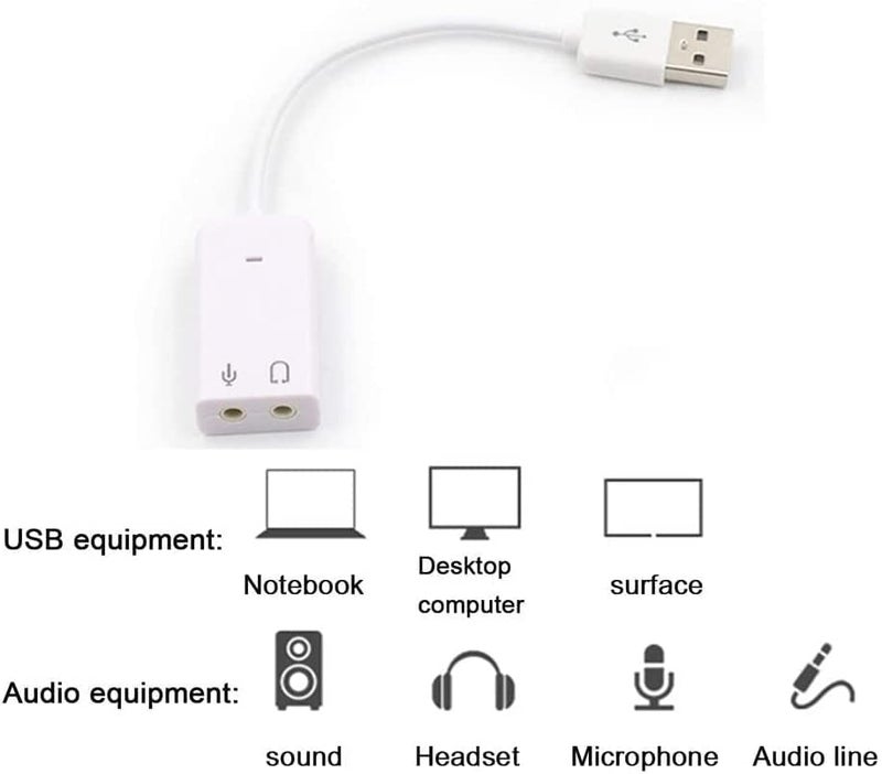 PremiumAV USB External Sound Card Adapter – 7.1 Channel Audio Interface with Mic & Headphone Ports, Plug & Play USB to 3.5mm Converter for Windows, Linux, Mac, Laptop, PC (White) - Image 4