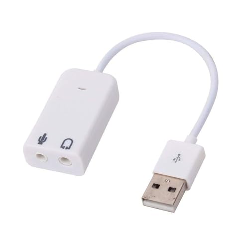 PremiumAV USB External Sound Card Adapter – 7.1 Channel Audio Interface with Mic & Headphone Ports, Plug & Play USB to 3.5mm Converter for Windows, Linux, Mac, Laptop, PC (White) - Image 1