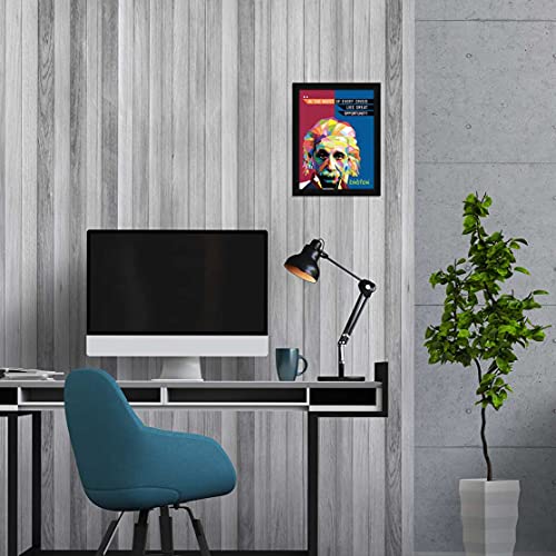 ArtX Paper Albert Einstein Famous Motivational Quotes Framed Wall Art Painting, Multicolor, POP, 10 X 13 Inches, Set of 1 - Image 3