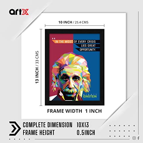 ArtX Paper Albert Einstein Famous Motivational Quotes Framed Wall Art Painting, Multicolor, POP, 10 X 13 Inches, Set of 1 - Image 2