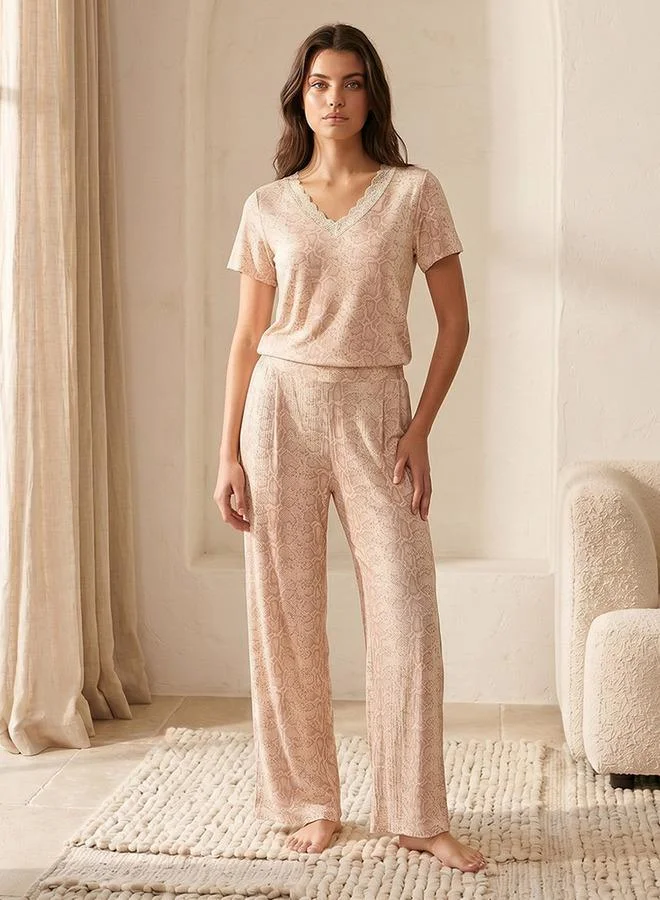 Splash FAV Splash Intimates Pyjama Set Top & Trousers Animal Print