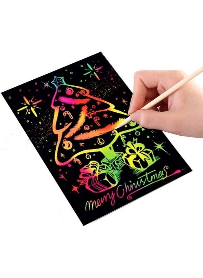 deziine deziine�2 A4 Drawing Book 10 Pages Rainbow Scratch Paper Notes Scratch Art Activity Books 10.5 X 7.5 inches Scratch Magic Doodle Note Pad for Kids Arts and Crafts Perfect Travel Activity (Pack of 2)  - Image 2