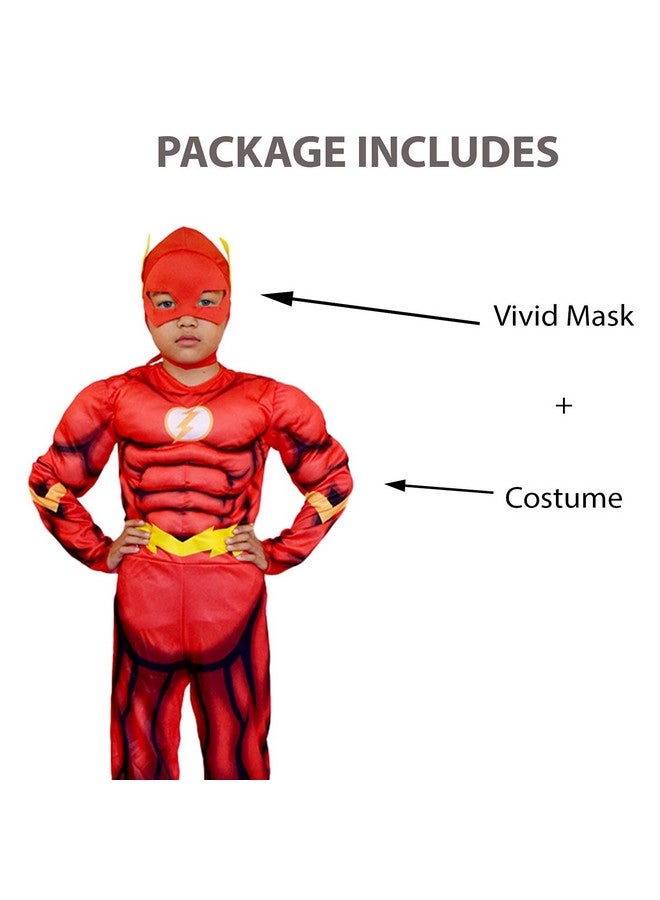 VRITRAZ Polyester Cosplay Superheros Costume Muscular Arms Soft Fabric For 11-14 Years Kids - Red - Image 4