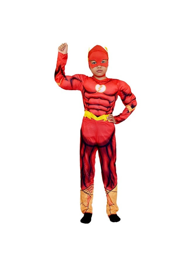 VRITRAZ Polyester Cosplay Superheros Costume Muscular Arms Soft Fabric For 11-14 Years Kids - Red - Image 1