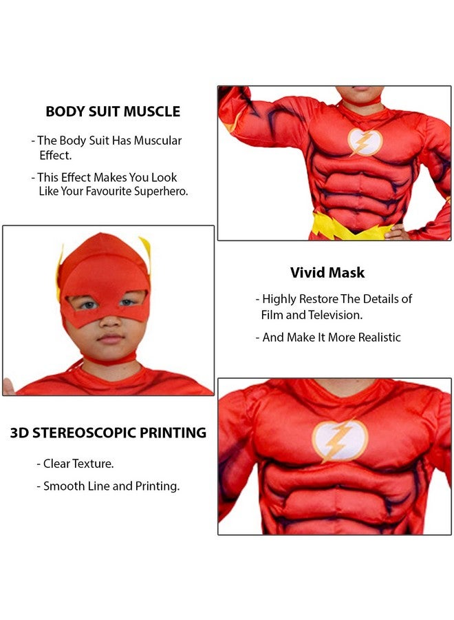 VRITRAZ Polyester Cosplay Superheros Costume Muscular Arms Soft Fabric For 11-14 Years Kids - Red - Image 3