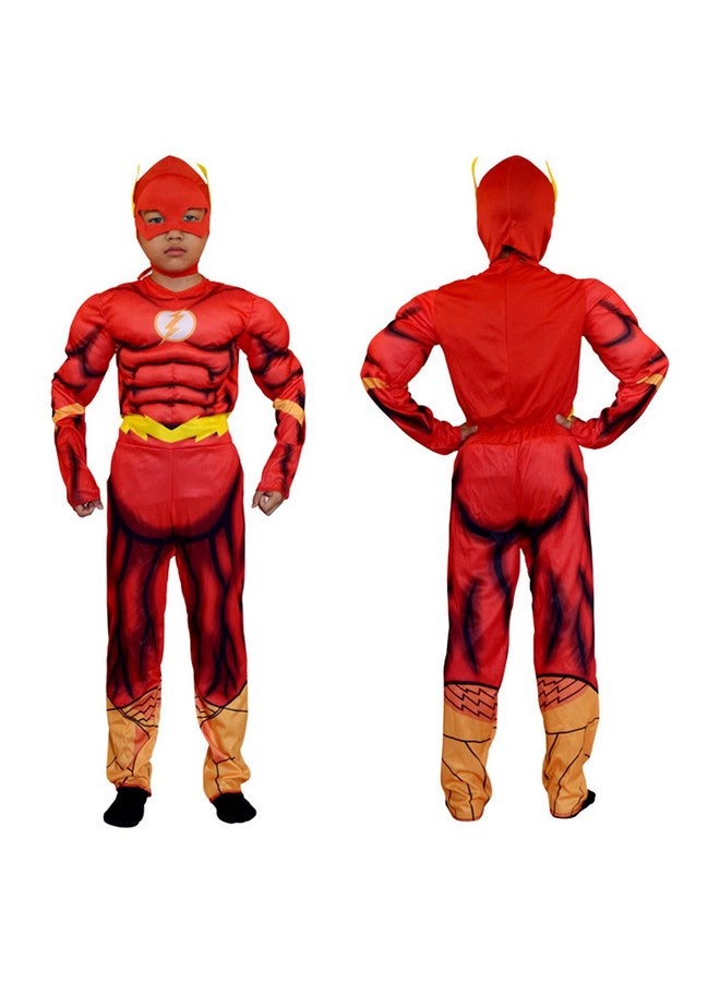 VRITRAZ Polyester Cosplay Superheros Costume Muscular Arms Soft Fabric For 11-14 Years Kids - Red - Image 2