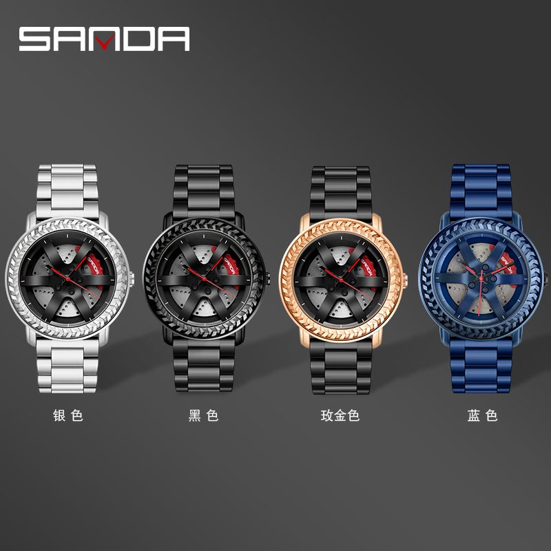 Sanda Sanda New 1050 Quartz Watch For Boys Waterproof And Shockproof Steering Wheel Creative Personality Hollow Watch For Men - Image 5