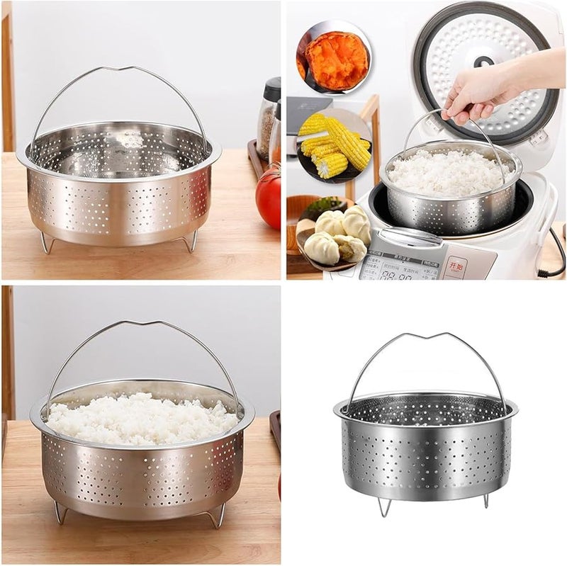 سلة بخارية من الفولاذ المقاوم للصدأ بمقبض 17 سم، رف تبخير الخضار آمن للغسيل في غسالة الصحون - Image 3