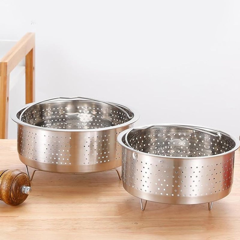 سلة بخارية من الفولاذ المقاوم للصدأ بمقبض 17 سم، رف تبخير الخضار آمن للغسيل في غسالة الصحون - Image 4