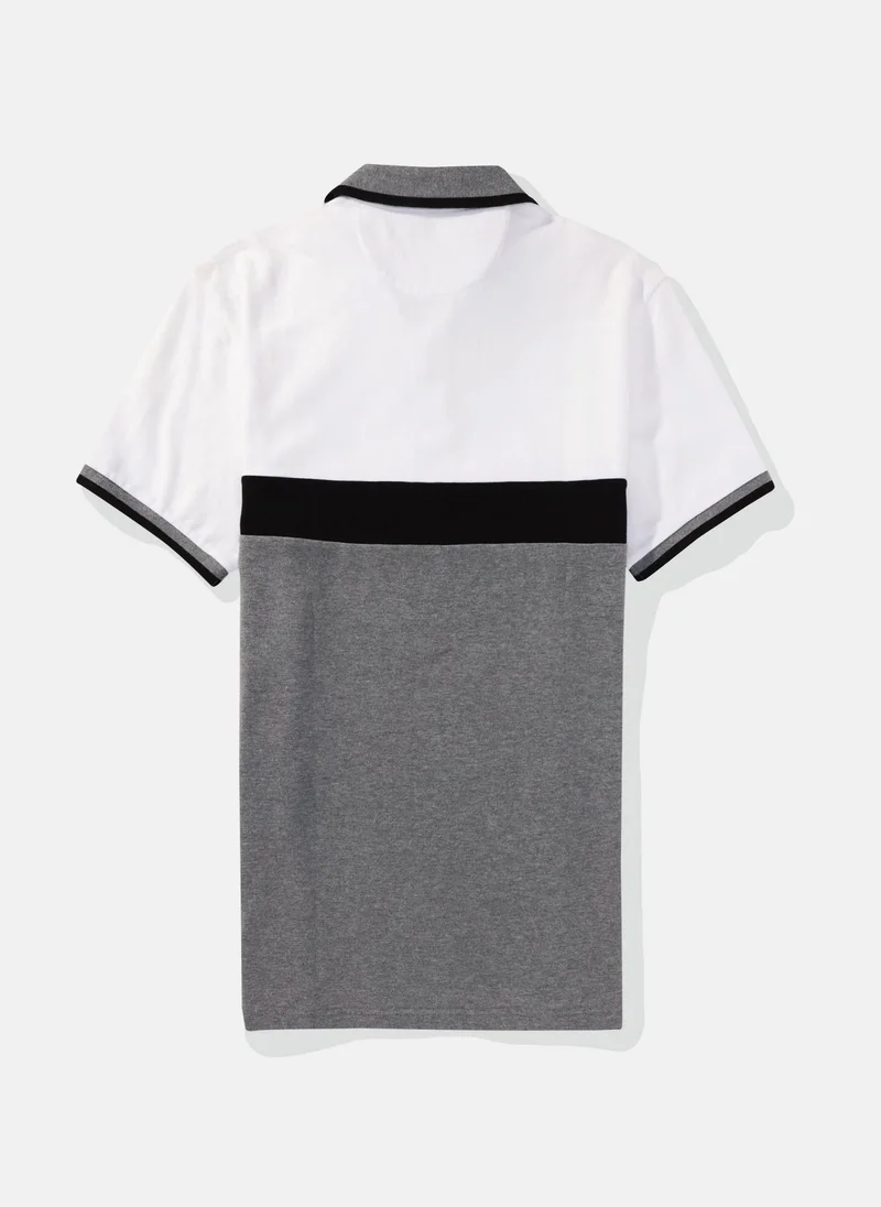American Eagle Colorblock Logo Flex Pique Polo Shirt