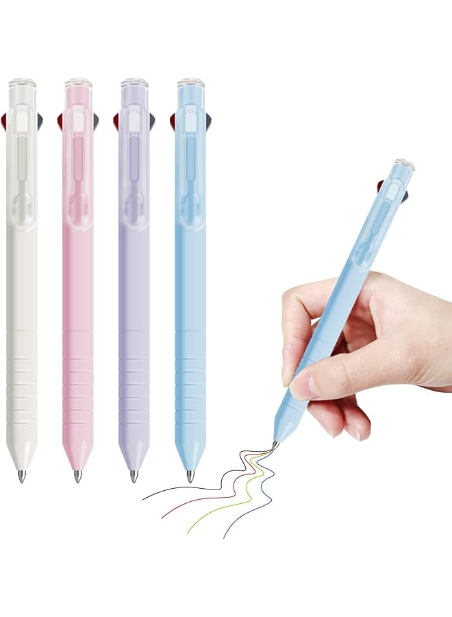 إيروريكس مجموعة من 4 أقلام حبر جاف متعددة الألوان قابلة للسحب 4 في 1 0.5 مم أقلام ملونة للمكتب والمدرسة هدية مثالية للطلاب والأطفال - Image 1