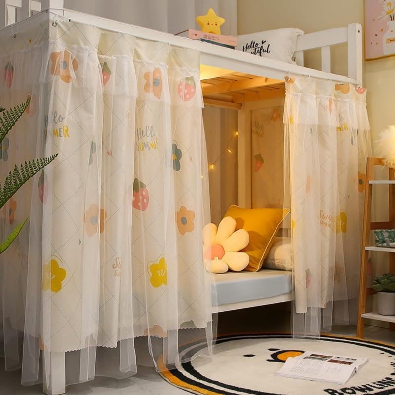 ITODA Dorm Bunk Bed Curtains Home Upper&Bottom Bed Cloth Curtain Lightproof Bed Tents Drapes Breathable Dustproof Bed Canopy with Rope Buckles(1 Panel) - Image 1