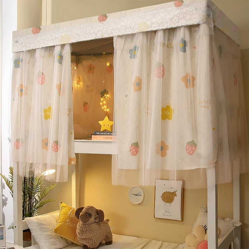 ITODA Dorm Bunk Bed Curtains Home Upper&Bottom Bed Cloth Curtain Lightproof Bed Tents Drapes Breathable Dustproof Bed Canopy with Rope Buckles(1 Panel) - Image 5