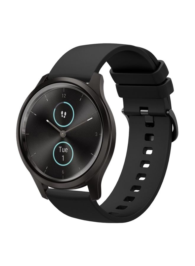 Replacement Strap For Garmin VivoMove Style 20mm Solid Color Soft Silicone Watch Band Black