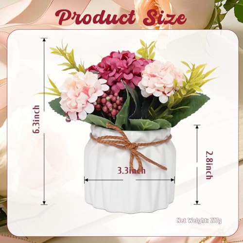 Avxdbr Artificial Hydrangea with Vase Mini Fake Flower Balls Flowers Decoration Fake Plant in Vase for Table Home Office Desktop Decorations - Image 2