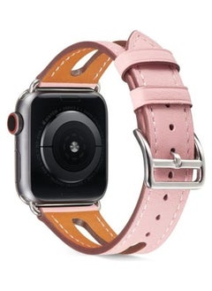 Top-Grain Leather Watchband For Apple Watch Series 1/2/3/4/5/6/7/SE 38-40-41mm Pink
