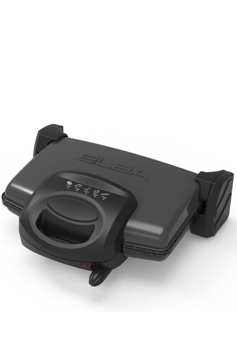 ELBA - 180° Contact Grill Sandwich Maker - Removable Non-Stick Grill Plates - 5 Heating Levels - Knob Control Temperature - Indicator Light - Italian Technology