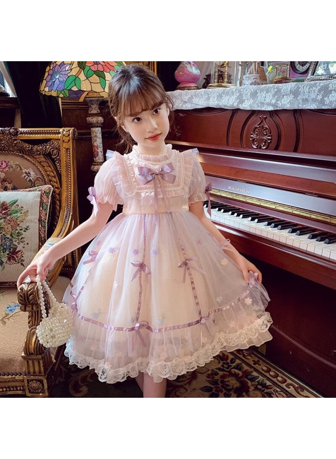 Anneyol Annie Aurora Lolita Princess Dress For Girls Summer Stylish Children's Mesh Dress Girls Birthday Dress Pink 110 - Image 2