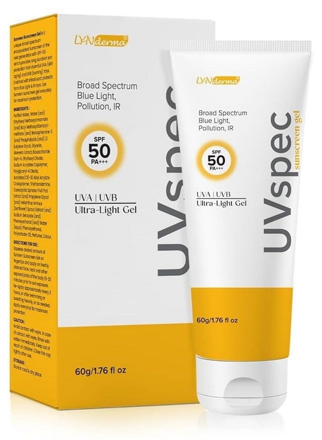 LYN UV Spec SPF50 PA+++ sunscreen gel in 60gm Pack - Image 2