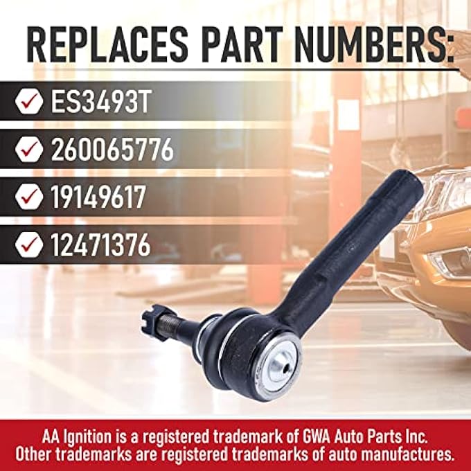 أيه أيه إغنيشن طرف قضيب الربط الأمامي الخارجي متوافق مع سيارات كاديلاك وشيفروليه وجي إم سي أفالانش 1500 2500 إسكاليد سيلفرادو سييرا تاهو يوكون XL 1500 يستبدل Es3493T 260065776 19149617 12471376 - Image 4