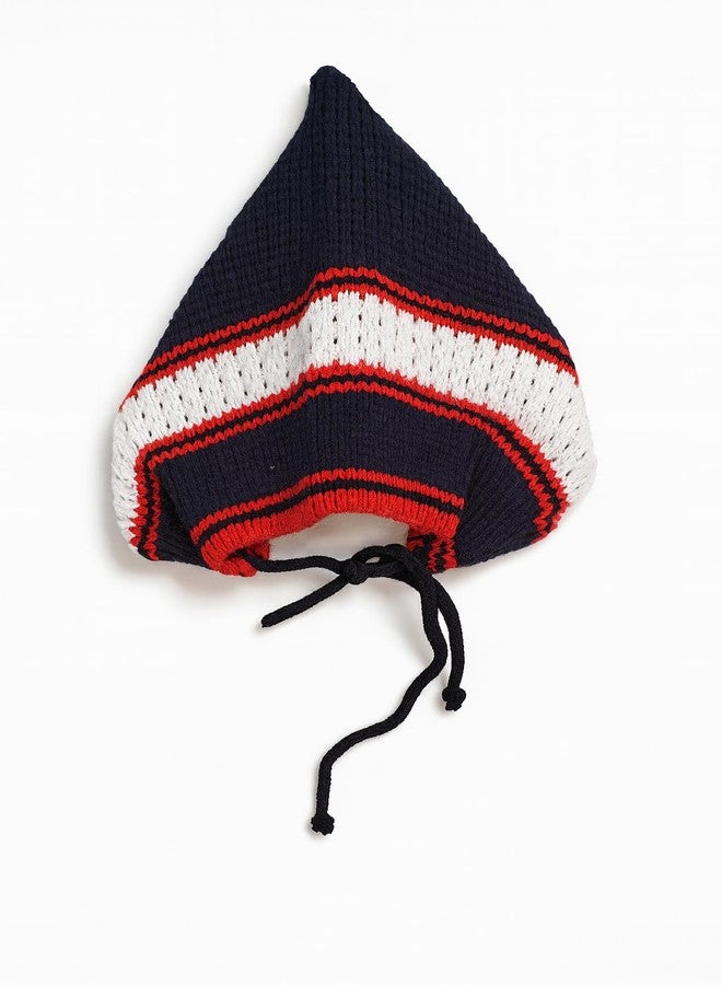 little PANDA Baby Sweater for Baby Boys & Baby Girls Woollen Full Sleeves, V Neck Sweater Top, Bottom, Cap & Booties Set (in, Age, 6 Months, 9 Months, Regular, Navy-Blue) - Image 4